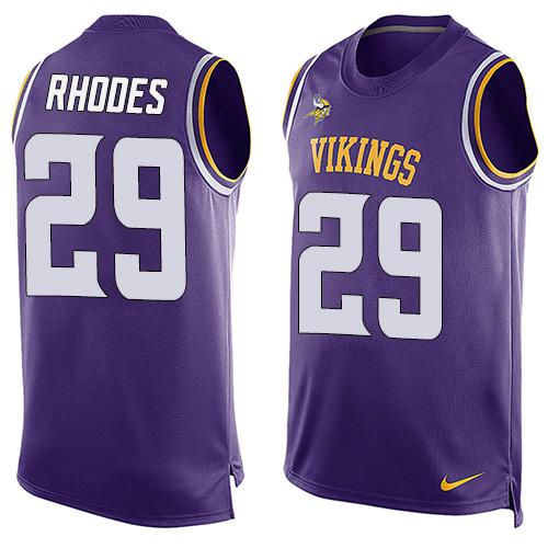 Nike Vikings #29 Xavier Rhodes Purple Team Color Men's Stitched NFL Limited Tank Top Jersey - Click Image to Close